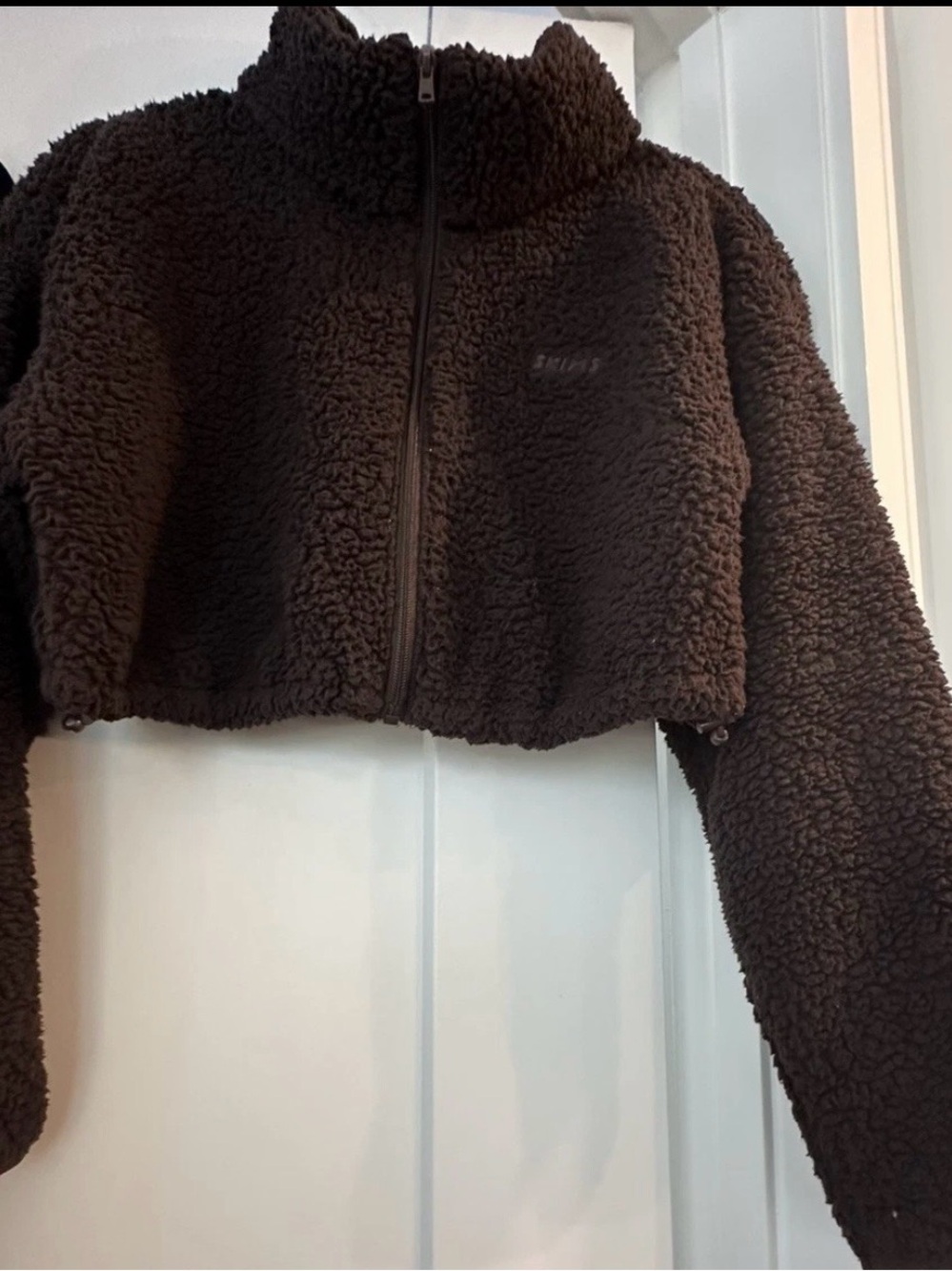 SKIMS Brown Sherpa Cropped Jacket Size LRG